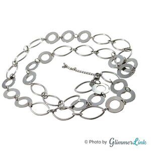 Lia Sophia Revel Silver Tone Oval & Circles Long Necklace